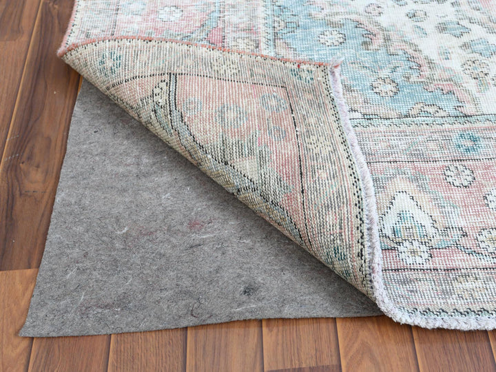 6'8" x 9'8" Vintage Hand Knotted Red Worn Wool Rectangle Oriental Rug - MOA10260183