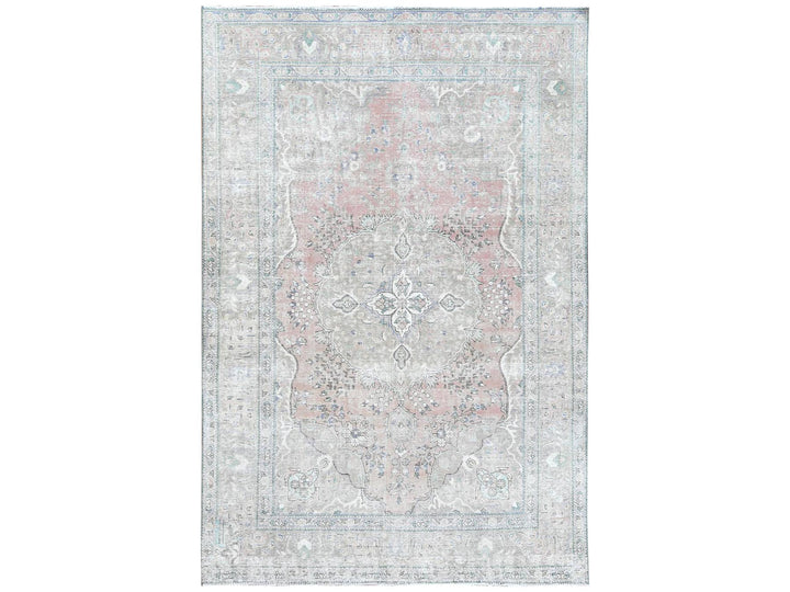 6'2" x 9'7" Vintage Hand Knotted Red Worn Wool Rectangle Oriental Rug - MOA10260186