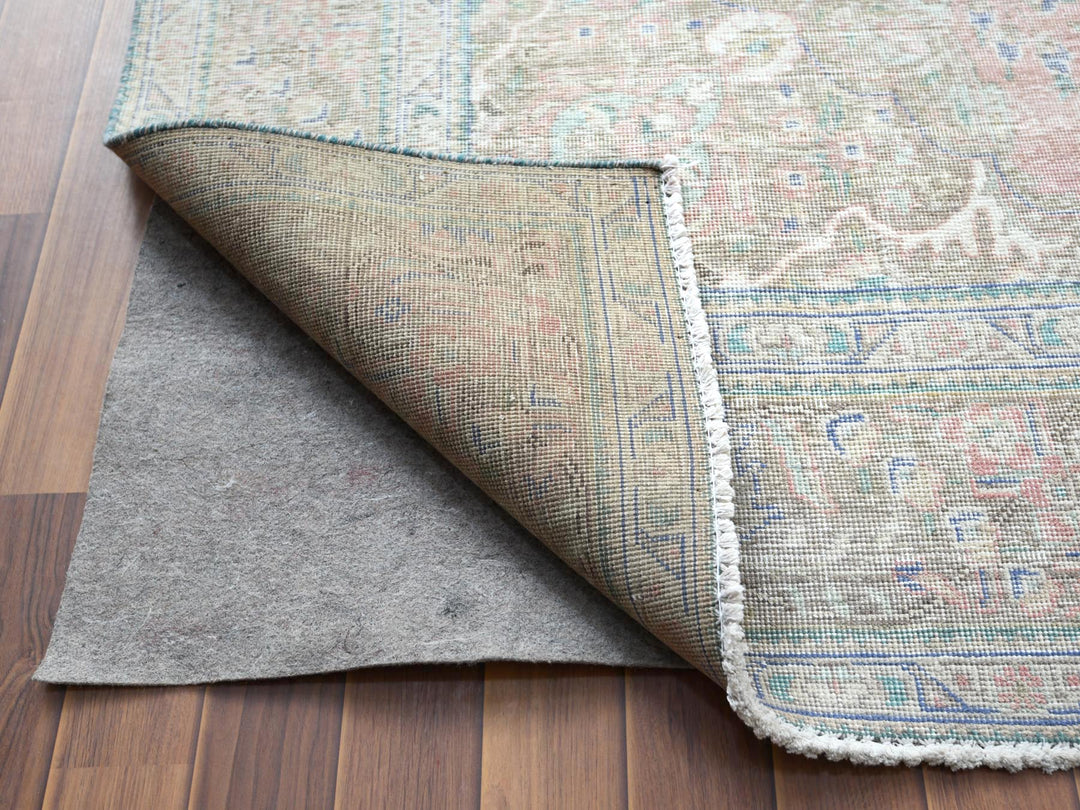 6'2" x 9'7" Vintage Hand Knotted Red Worn Wool Rectangle Oriental Rug - MOA10260186