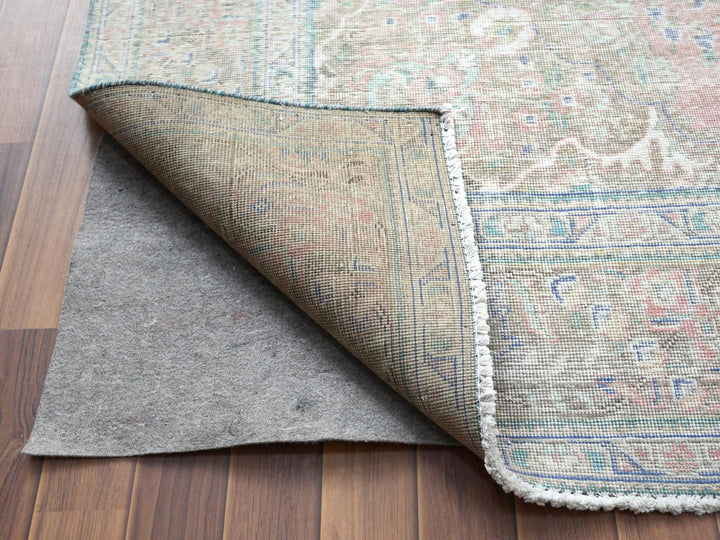 6'2" x 9'7" Vintage Hand Knotted Red Worn Wool Rectangle Oriental Rug - MOA10260186