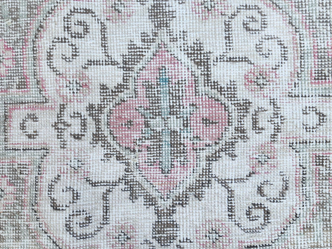 6'4" x 9'6" Vintage Hand Knotted Red Worn Wool Rectangle Oriental Rug - MOA10260187