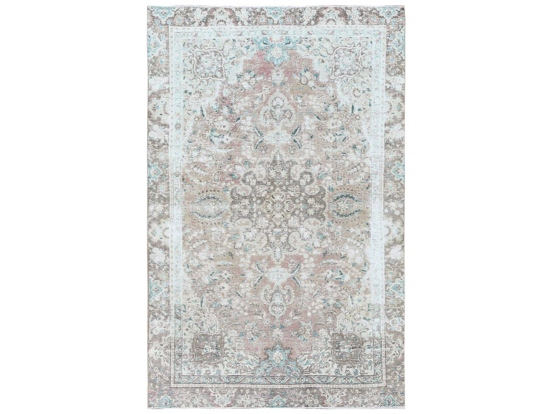 5'10" x 9'5" Vintage Hand Knotted Red Worn Wool Rectangle Oriental Rug - MOA10260193