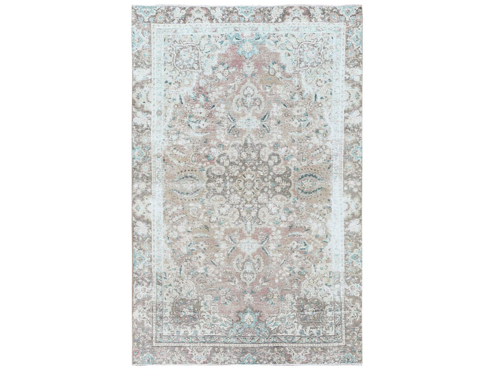 5'10" x 9'5" Vintage Hand Knotted Red Worn Wool Rectangle Oriental Rug - MOA10260193