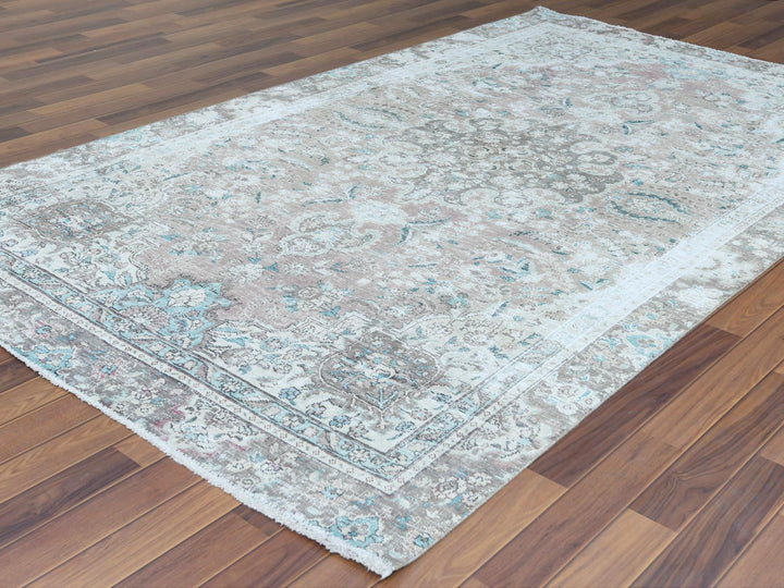 5'10" x 9'5" Vintage Hand Knotted Red Worn Wool Rectangle Oriental Rug - MOA10260193