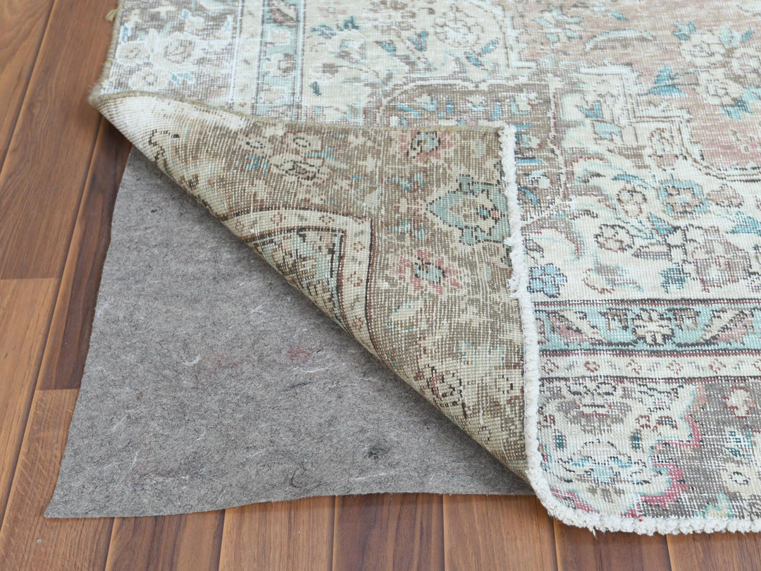 5'10" x 9'5" Vintage Hand Knotted Red Worn Wool Rectangle Oriental Rug - MOA10260193