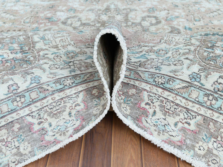 5'10" x 9'5" Vintage Hand Knotted Red Worn Wool Rectangle Oriental Rug - MOA10260193