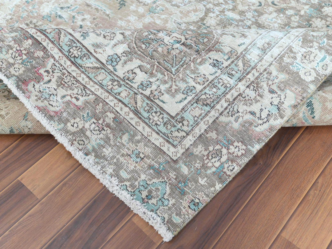 5'10" x 9'5" Vintage Hand Knotted Red Worn Wool Rectangle Oriental Rug - MOA10260193