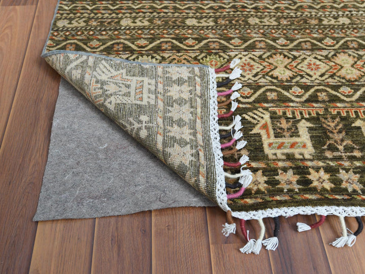 4'0" x 5'9" New Hand Knotted Green Wool Rectangle Oriental Rug - MOA10260270