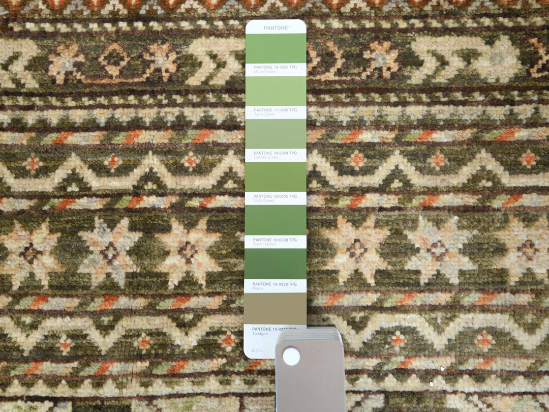 4'0" x 5'9" New Hand Knotted Green Wool Rectangle Oriental Rug - MOA10260270