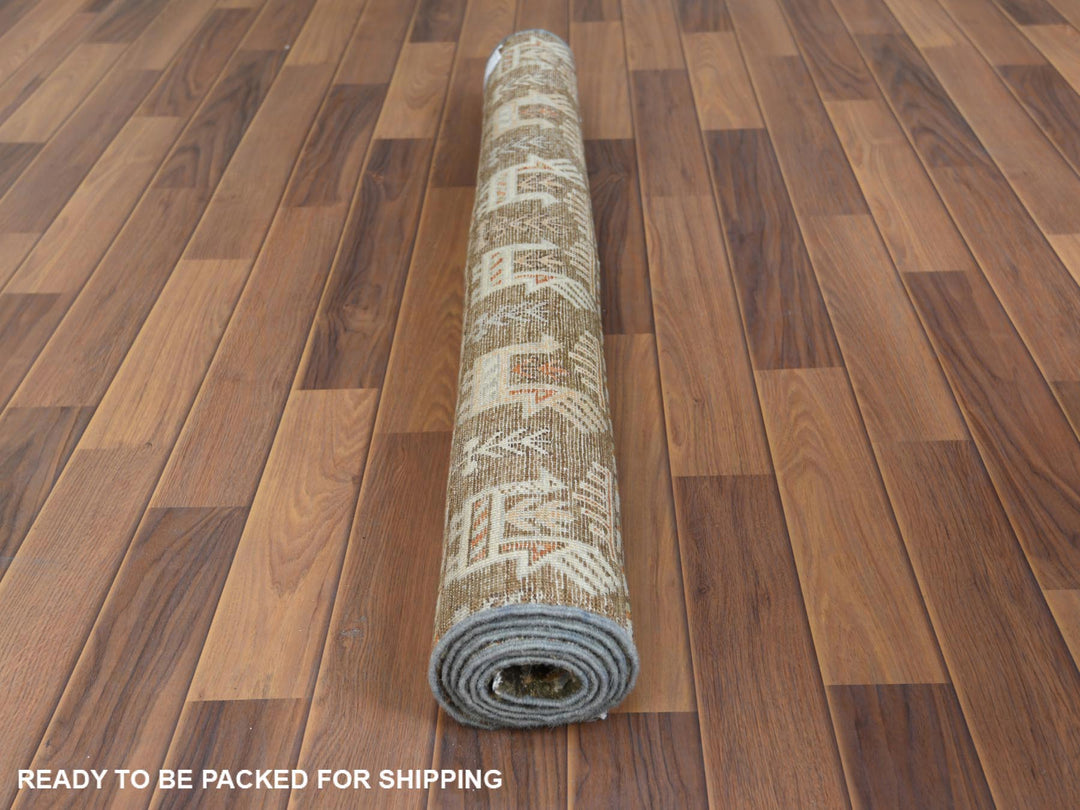 4'0" x 5'9" New Hand Knotted Green Wool Rectangle Oriental Rug - MOA10260270