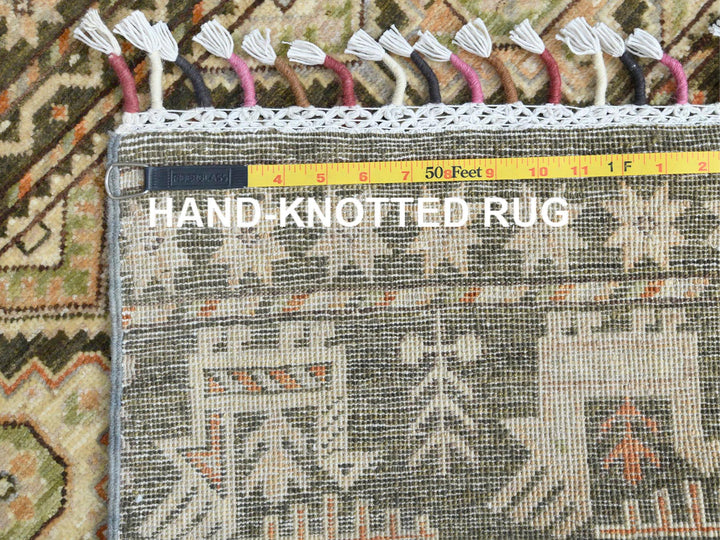 4'0" x 5'9" New Hand Knotted Green Wool Rectangle Oriental Rug - MOA10260270
