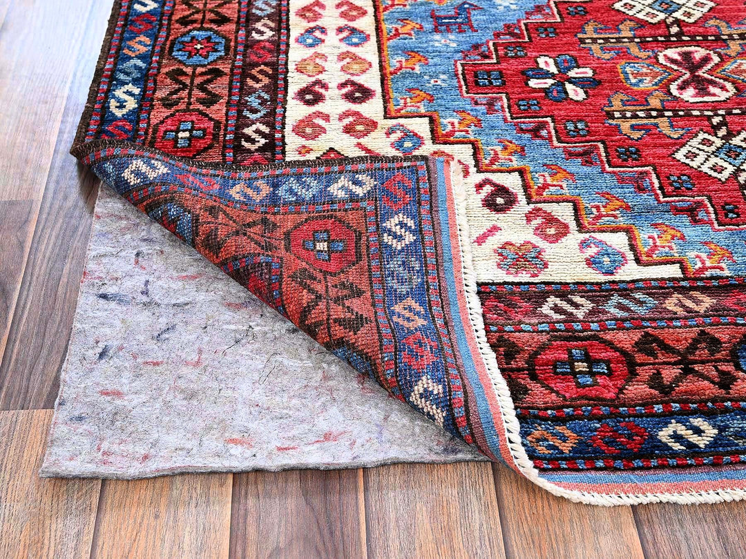 4'2" x 6'2" New Hand Knotted Blue Wool Rectangle Oriental Rug - MOA102602