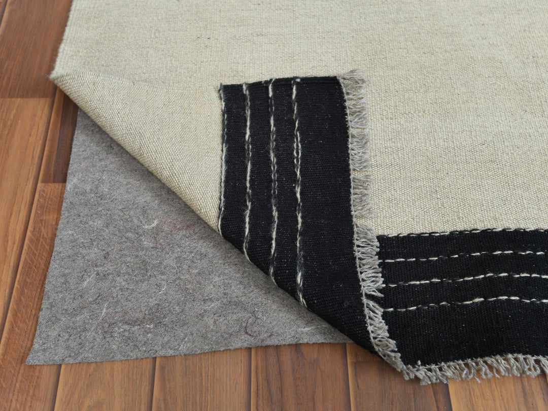 12'0" x 15'1" New Hand Woven Black Wool Rectangle Oriental Rug - MOA10260302