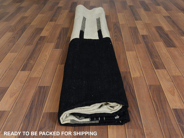 12'0" x 15'1" New Hand Woven Black Wool Rectangle Oriental Rug - MOA10260302