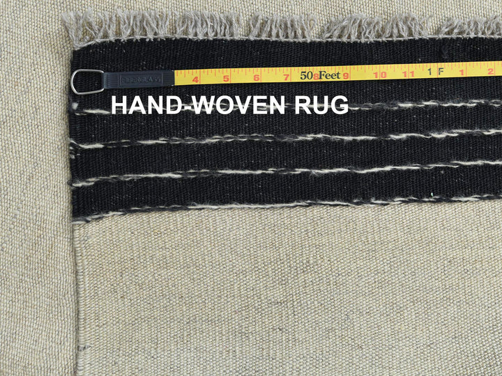 12'0" x 15'1" New Hand Woven Black Wool Rectangle Oriental Rug - MOA10260302