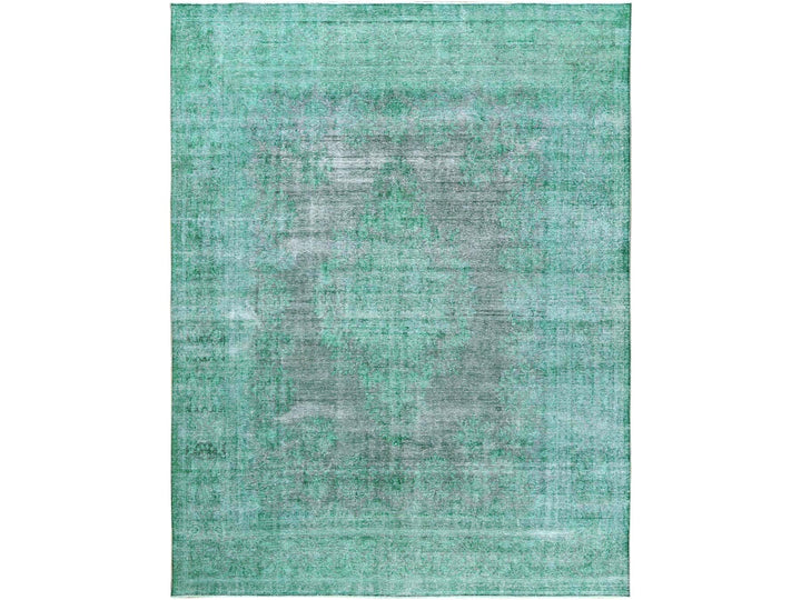 9'7" x 12'5" Vintage Hand Knotted Overdyed Worn Wool Rectangle Oriental Rug - MOA10260305