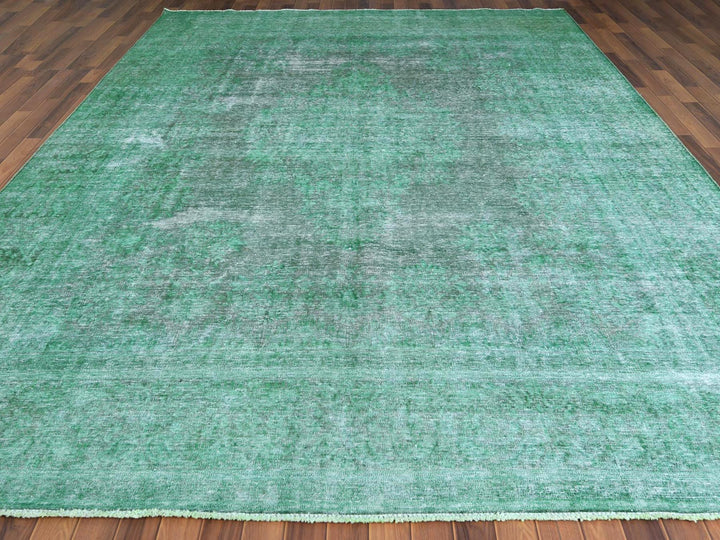 9'7" x 12'5" Vintage Hand Knotted Overdyed Worn Wool Rectangle Oriental Rug - MOA10260305