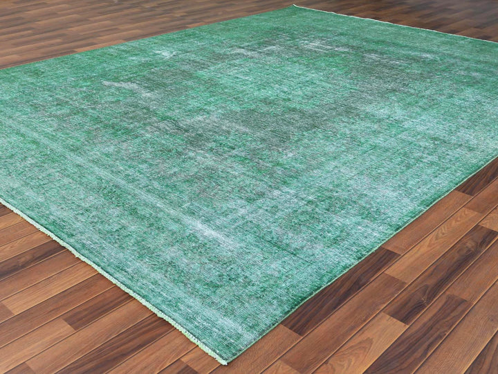 9'7" x 12'5" Vintage Hand Knotted Overdyed Worn Wool Rectangle Oriental Rug - MOA10260305