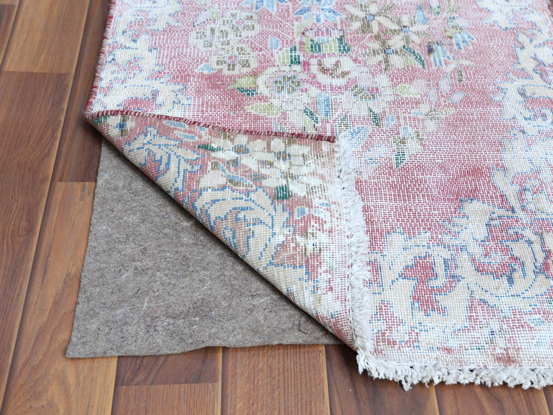 1'10" x 3'4" Vintage Hand Knotted Red Worn Wool Rectangle Oriental Rug - MOA10260462