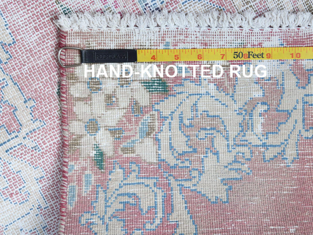 1'10" x 3'4" Vintage Hand Knotted Red Worn Wool Rectangle Oriental Rug - MOA10260462
