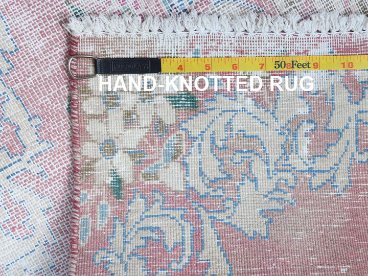 1'10" x 3'4" Vintage Hand Knotted Red Worn Wool Rectangle Oriental Rug - MOA10260462