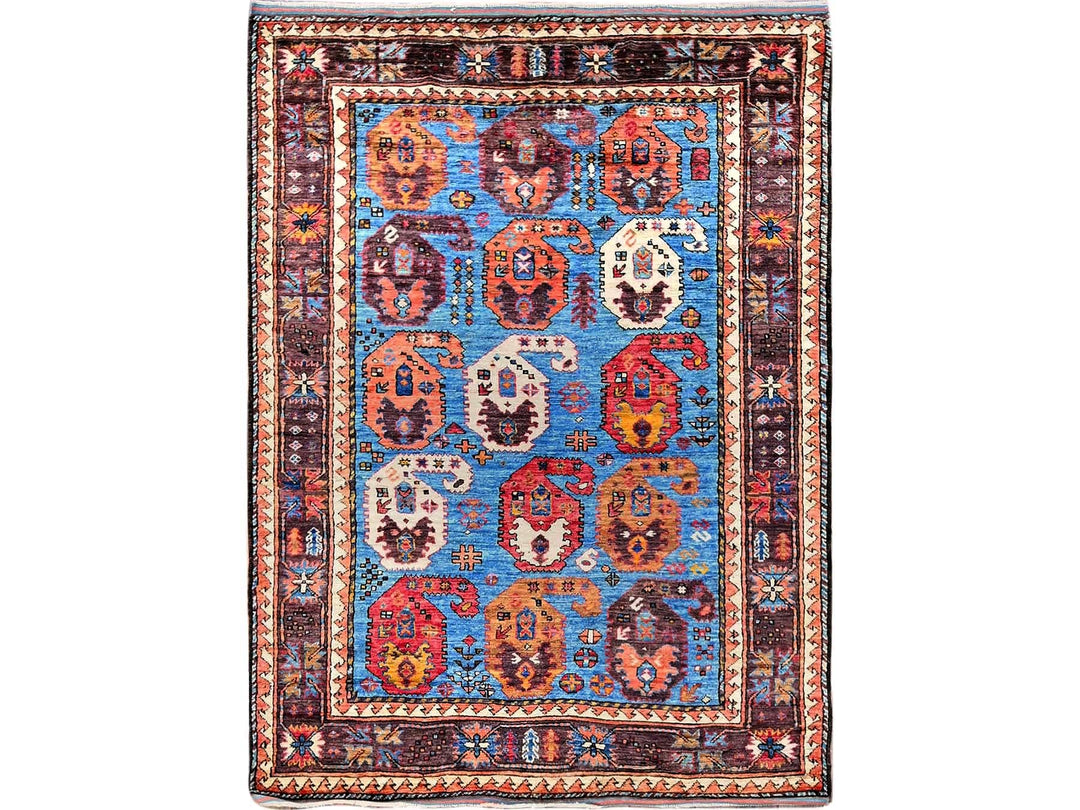 4'5" x 5'10" New Hand Knotted Blue Wool Rectangle Oriental Rug - MOA102605