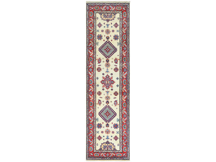 2'8" x 9'8" New Hand Knotted Ivory Wool Runner Oriental Rug - MOA10260725