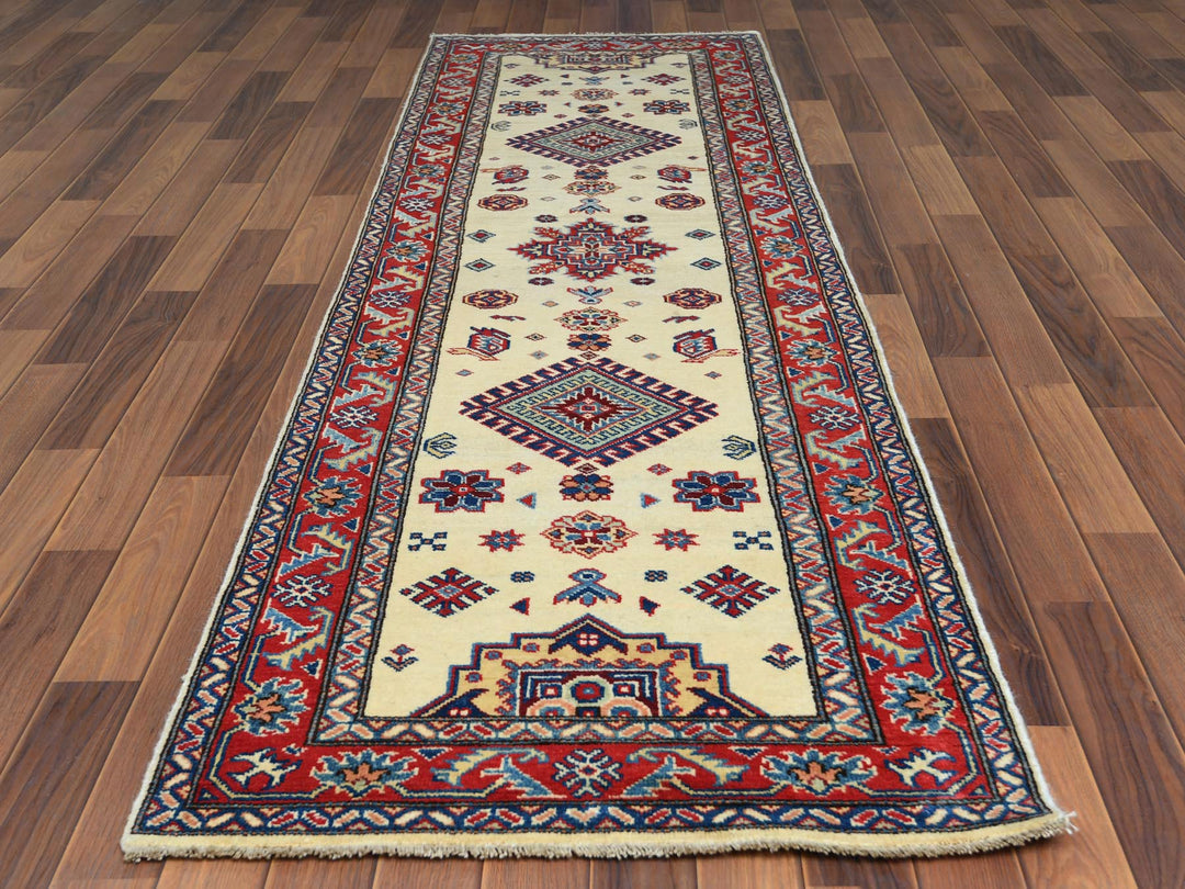 2'8" x 9'8" New Hand Knotted Ivory Wool Runner Oriental Rug - MOA10260725
