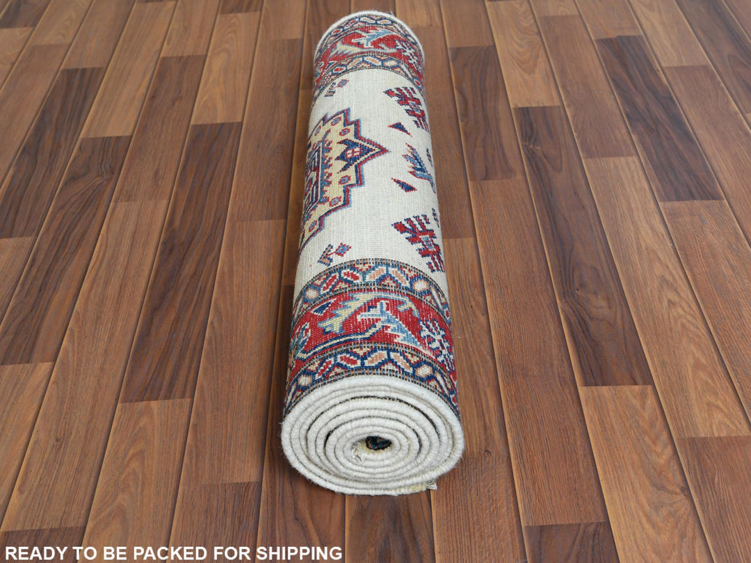 2'8" x 9'8" New Hand Knotted Ivory Wool Runner Oriental Rug - MOA10260725