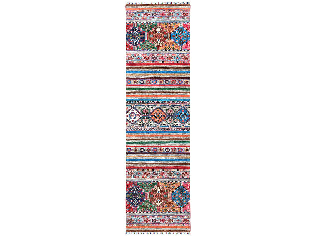 2'9" x 9'8" New Hand Knotted Multicolored Wool Runner Oriental Rug - MOA10260842