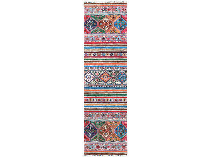 2'9" x 9'8" New Hand Knotted Multicolored Wool Runner Oriental Rug - MOA10260842