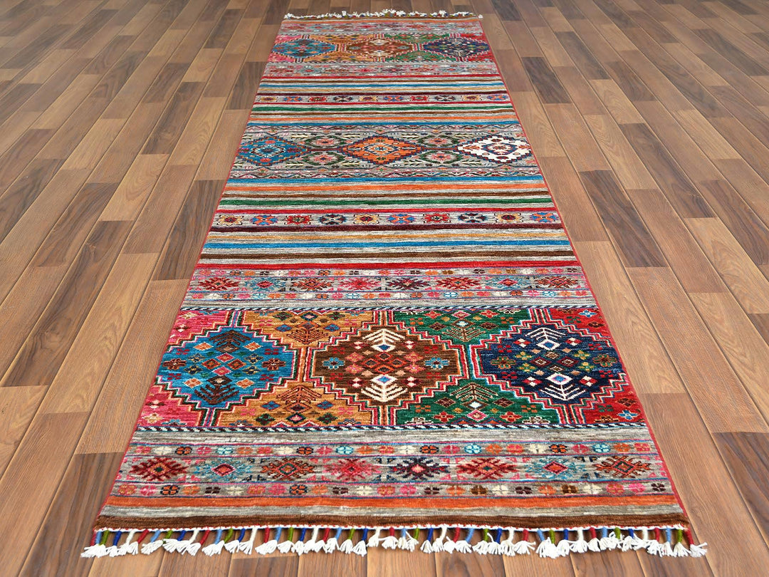 2'9" x 9'8" New Hand Knotted Multicolored Wool Runner Oriental Rug - MOA10260842