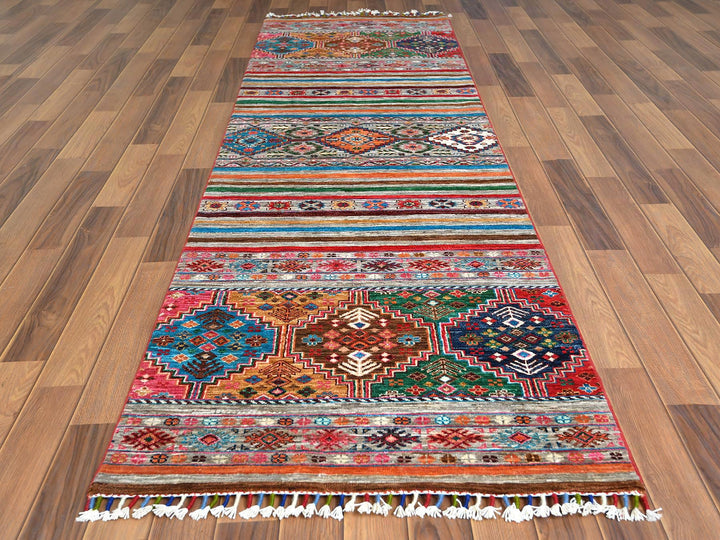 2'9" x 9'8" New Hand Knotted Multicolored Wool Runner Oriental Rug - MOA10260842