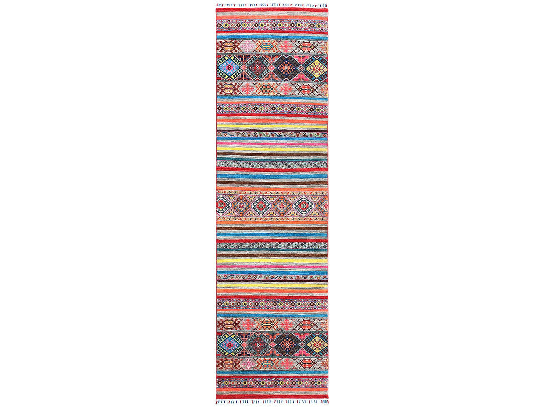 2'9" x 9'9" New Hand Knotted Grey Wool Runner Oriental Rug - MOA10260843