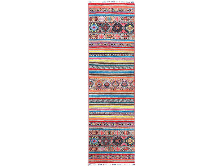 2'9" x 9'9" New Hand Knotted Grey Wool Runner Oriental Rug - MOA10260843