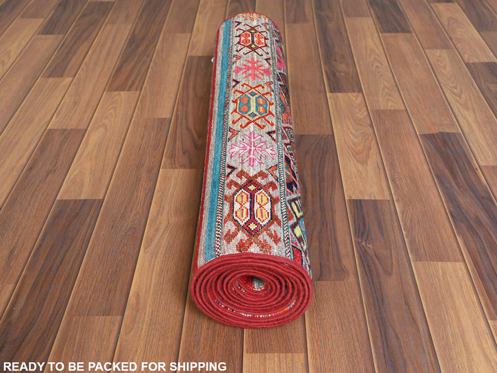 2'9" x 9'9" New Hand Knotted Grey Wool Runner Oriental Rug - MOA10260843