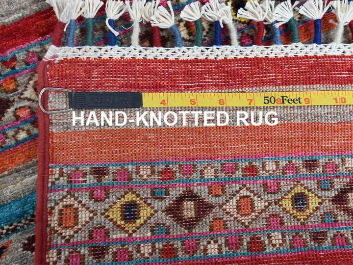 2'9" x 9'9" New Hand Knotted Grey Wool Runner Oriental Rug - MOA10260843