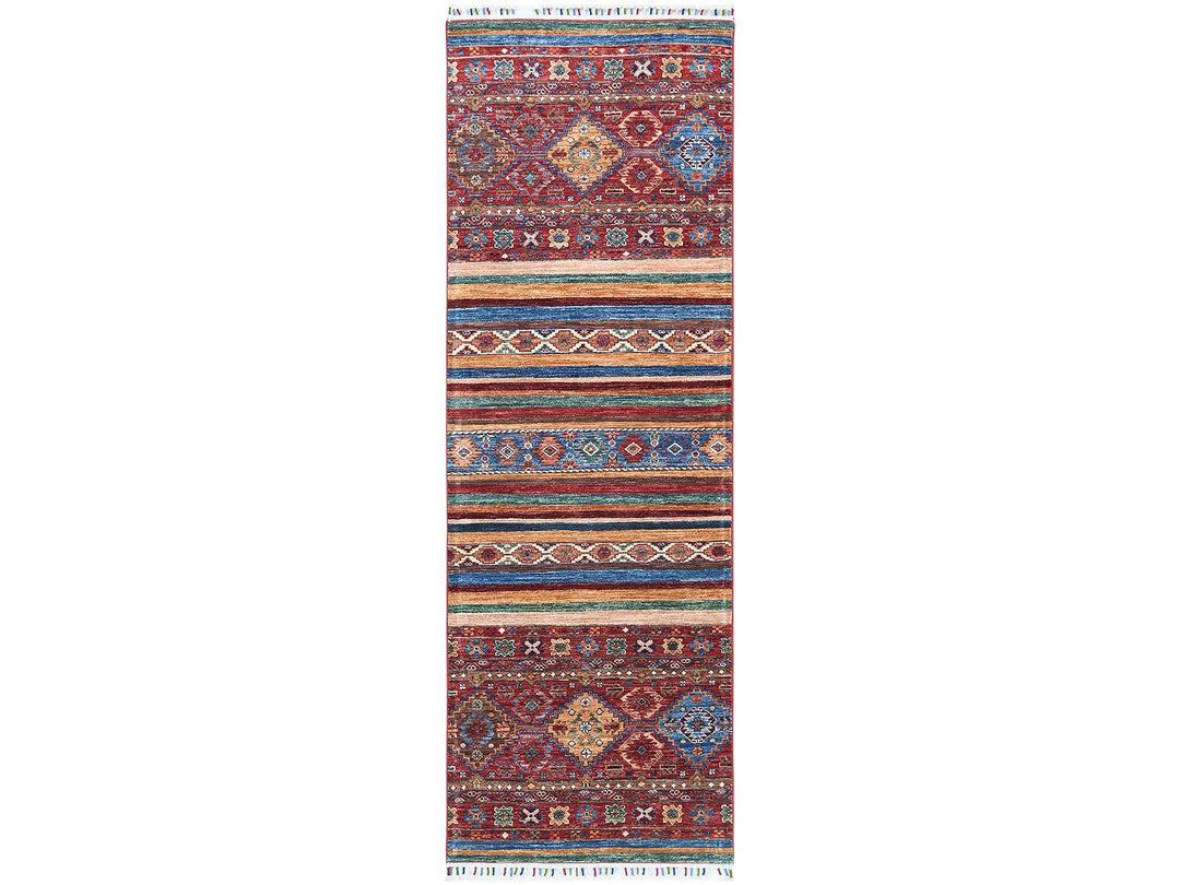 2'8" x 8'1" New Hand Knotted Red Wool Runner Oriental Rug - MOA10260847