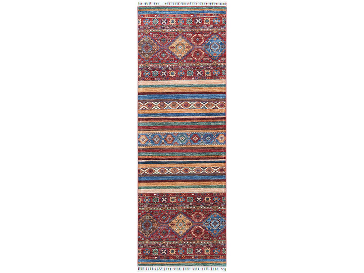 2'8" x 8'1" New Hand Knotted Red Wool Runner Oriental Rug - MOA10260847