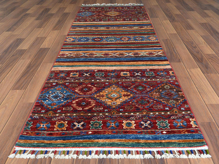 2'8" x 8'1" New Hand Knotted Red Wool Runner Oriental Rug - MOA10260847