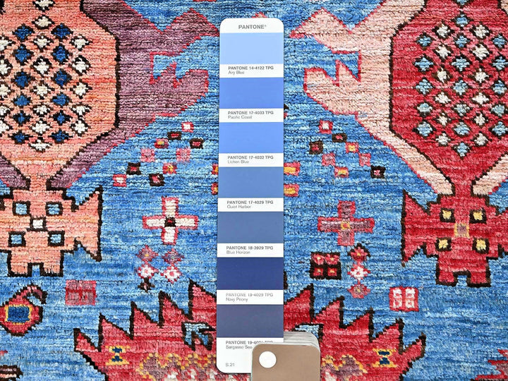 4'3" x 5'7" New Hand Knotted Blue Wool Rectangle Oriental Rug - MOA102608
