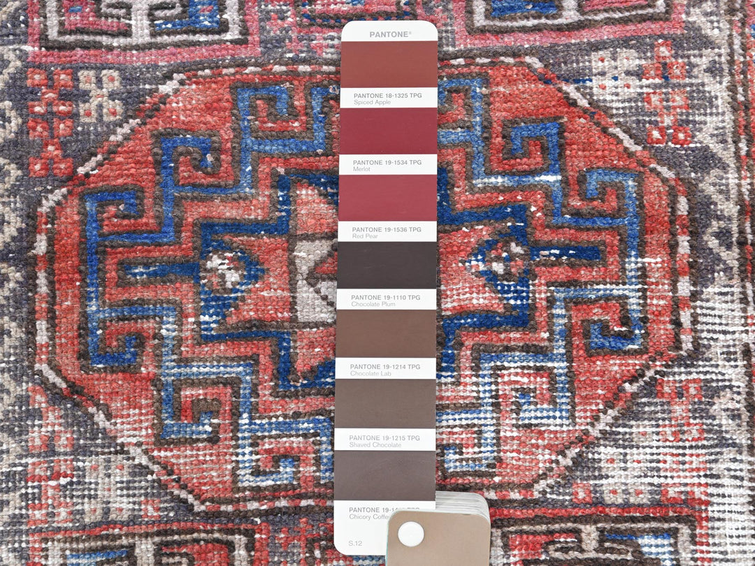 3'2" x 9'5" Vintage Hand Knotted Red Worn Wool Runner Oriental Rug - MOA10260946
