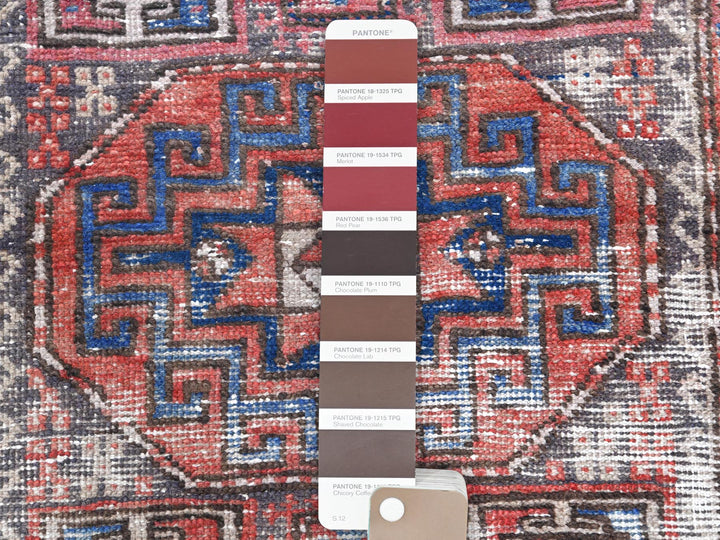 3'2" x 9'5" Vintage Hand Knotted Red Worn Wool Runner Oriental Rug - MOA10260946