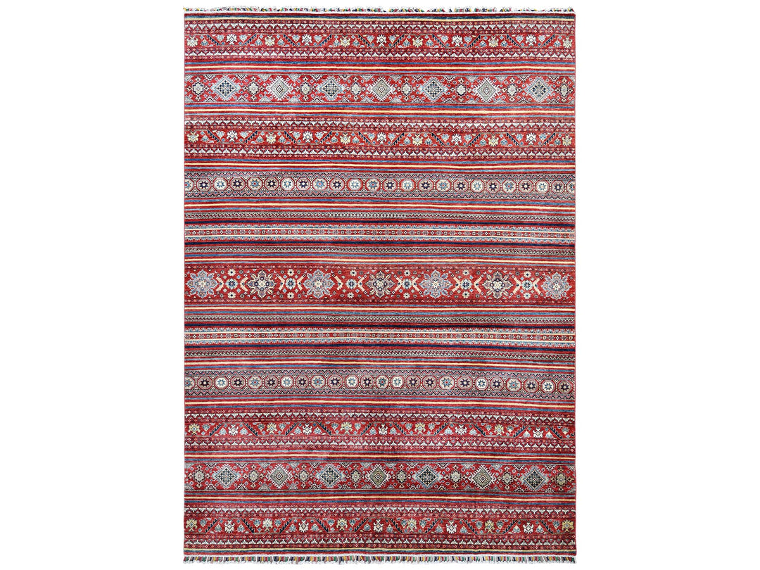 9'10" x 13'5" New Hand Knotted Red Wool Rectangle Oriental Rug - MOA10261130