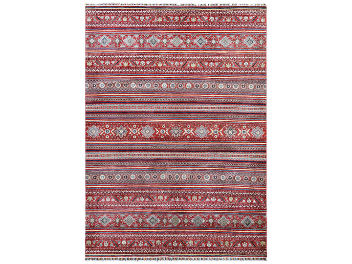 9'10" x 13'5" New Hand Knotted Red Wool Rectangle Oriental Rug - MOA10261130