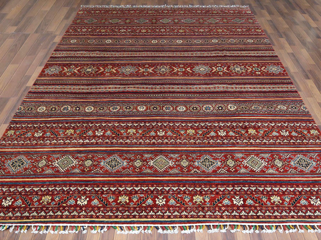 9'10" x 13'5" New Hand Knotted Red Wool Rectangle Oriental Rug - MOA10261130