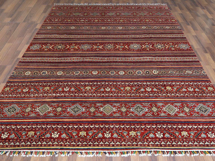 9'10" x 13'5" New Hand Knotted Red Wool Rectangle Oriental Rug - MOA10261130