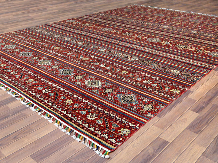 9'10" x 13'5" New Hand Knotted Red Wool Rectangle Oriental Rug - MOA10261130