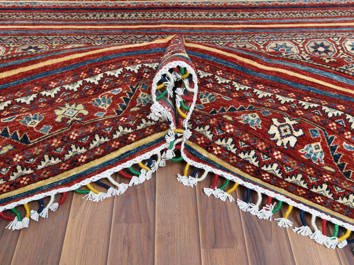 9'10" x 13'5" New Hand Knotted Red Wool Rectangle Oriental Rug - MOA10261130
