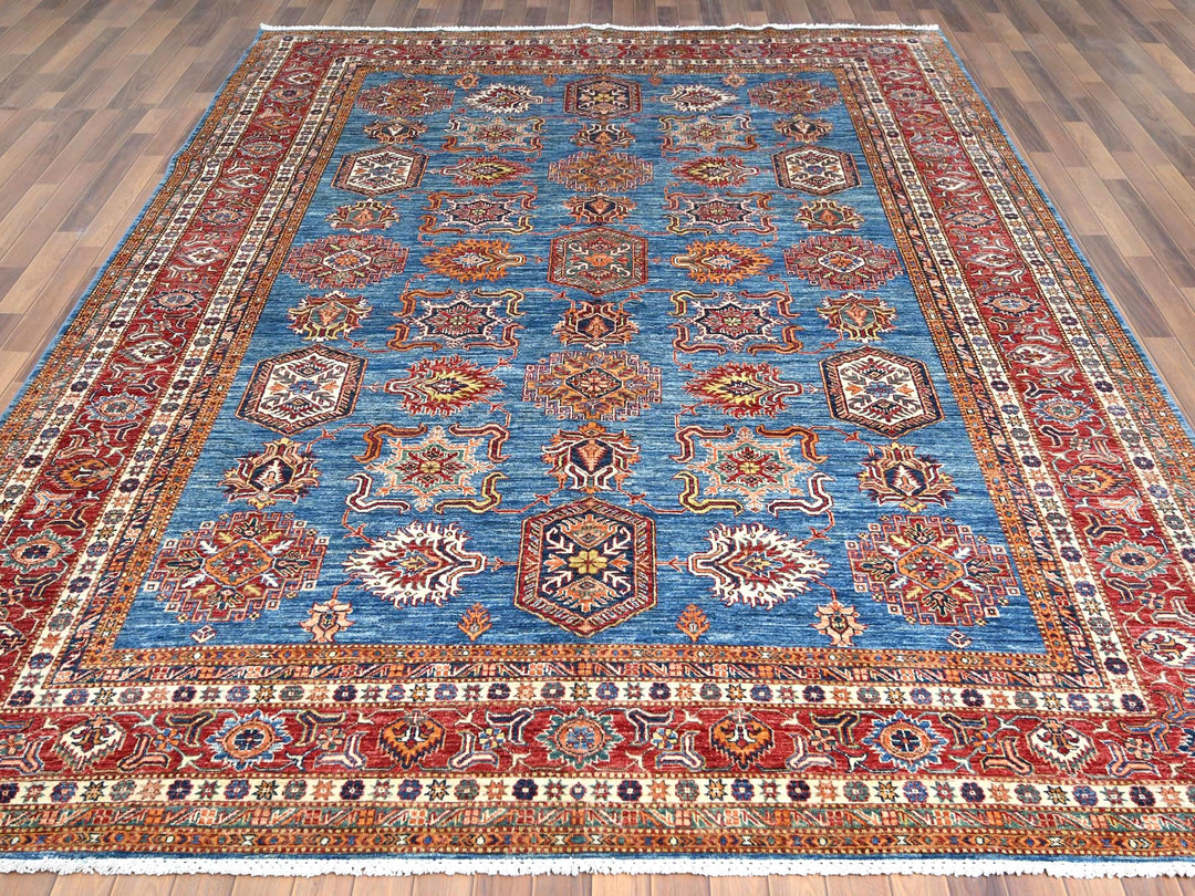 9'2" x 11'10" New Hand Knotted Blue Wool Rectangle Oriental Rug - MOA10261147